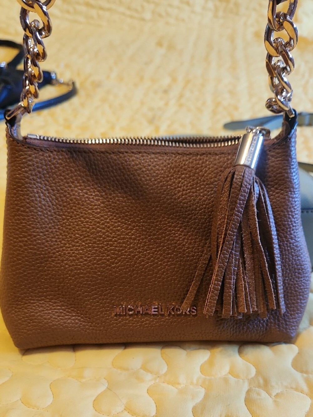 Michael Kors Tan Pebbled Leather Crossbody with Tassel - Picture 2 of 8